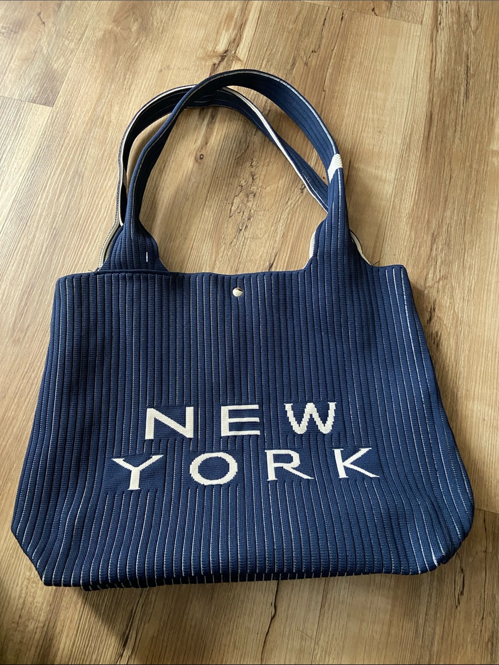Knit NEW YORK Navy Canvas Tote Bag - City